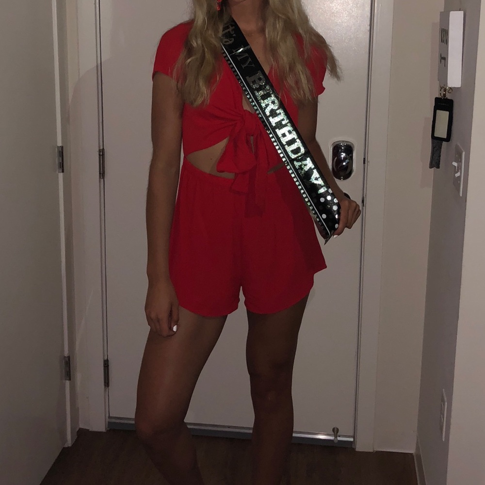 Red Princess Polly romper